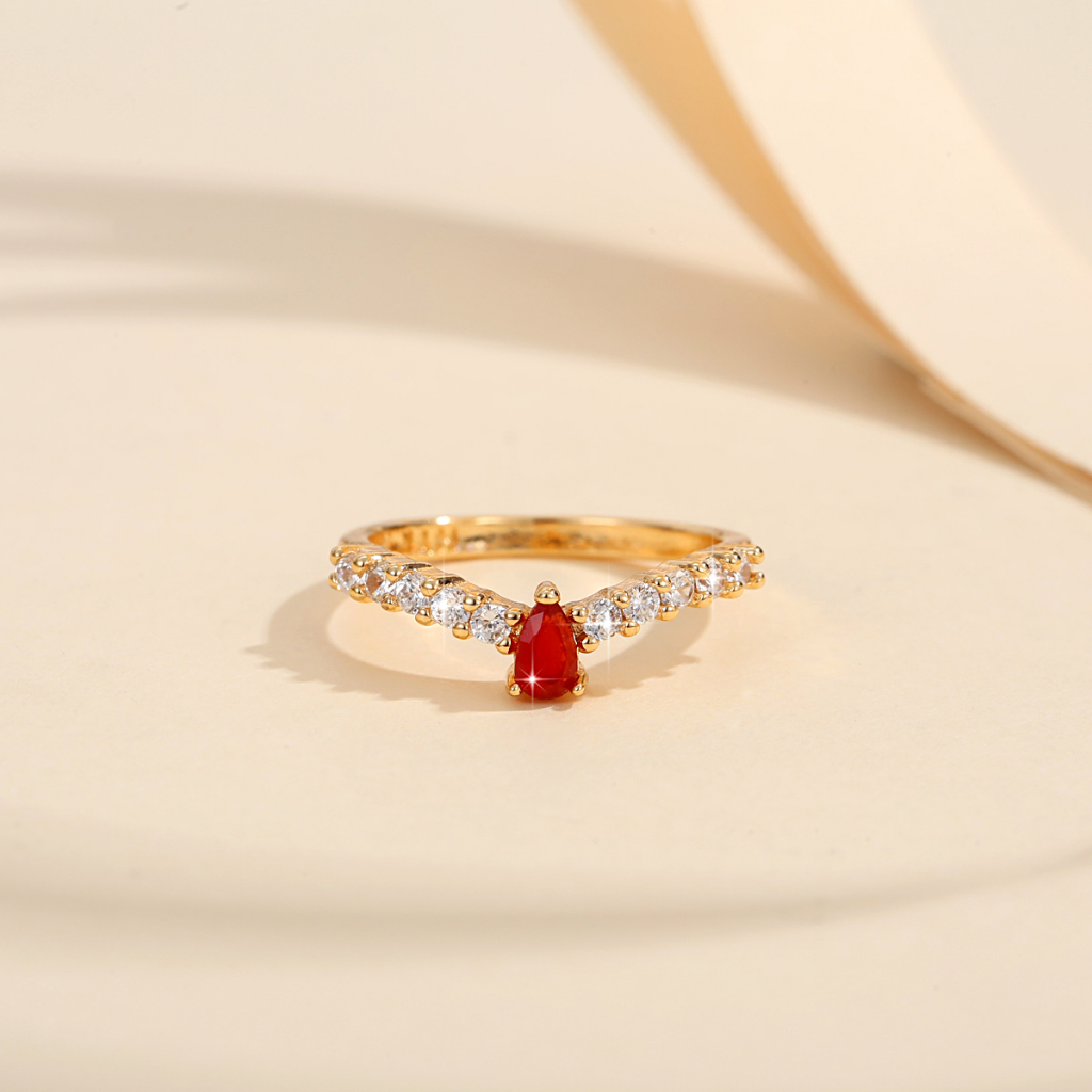 Y131 [COD✔] Cincin Titanium Lapis Emas Hias Kristal Warna Gold Korea Tidak Luntur Untuk Wanita