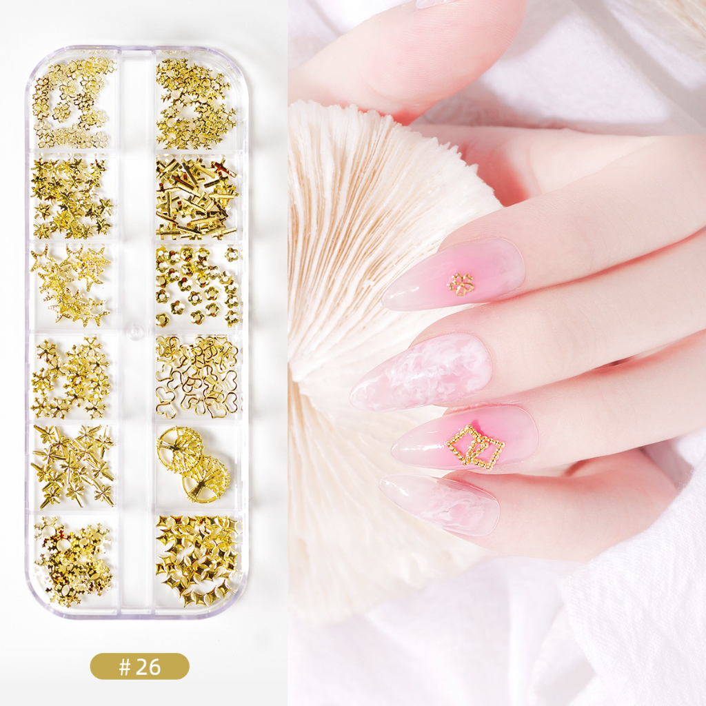 Aksesoris Hiasan Nail Art Kuku Palsu Manik-Manik Sequins Pearl Mix Silver Gold / Nail Art Accessories/Nail Art DIY /Nail Decor