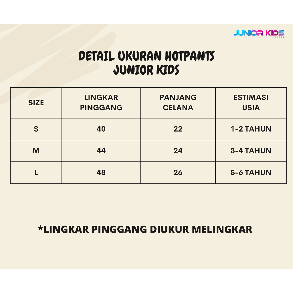 Junior Kids - Hotpants Anak Perempuan Usia 1-6 Tahun Celana Pendek Anak Cewe