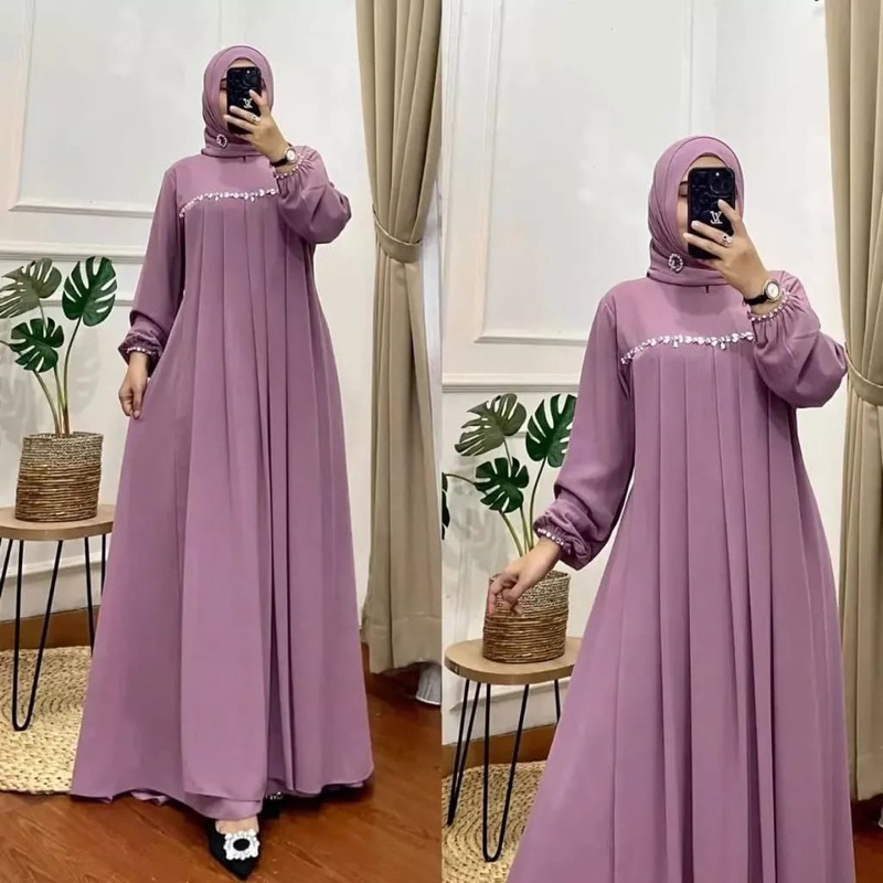 [COD ] GAMIS NABILA DRESS ceruty full puring