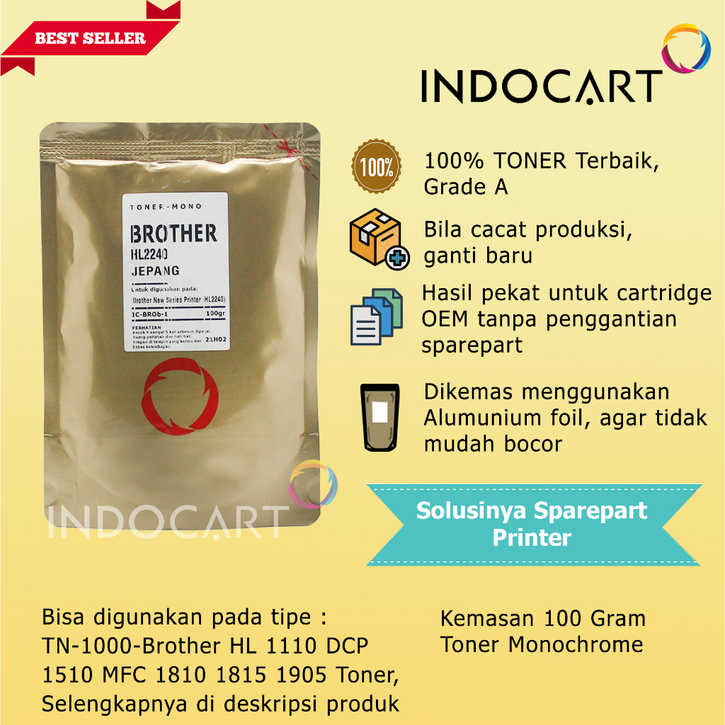 Serbuk Toner Jepang-TN-1000 1080 2306-Brother HL 1110 1211 L2540-100g