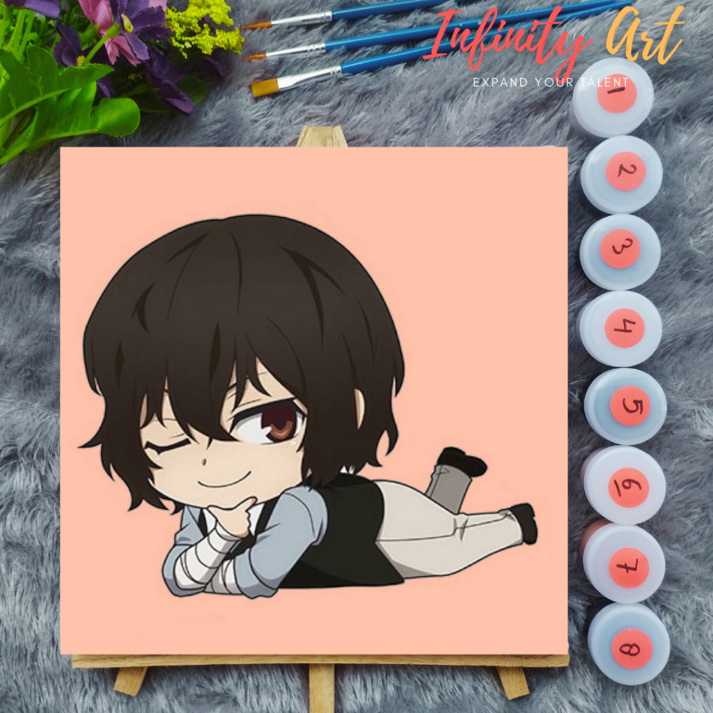 

Paint by Number [ Bungo Stray Dogs ] Dazai Atsushi Paint By Number Anime 20x20 cm Paint by Number Kit DIY canvas painting Kit mewarnai lukisan with wooden frame numbers kanvas painting kit with frame siap lukis oil painting paint by number customs buku