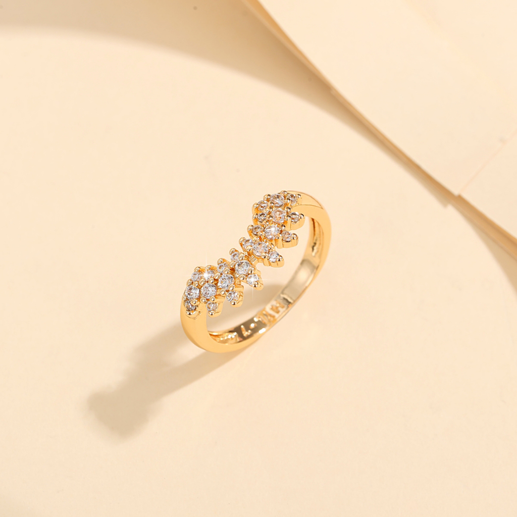 Y150 【Barang spot】Cincin Titanium Wanita Fuji Fashion Perhiasan Emas Aksesoris Berlian Anti Karat Fashion