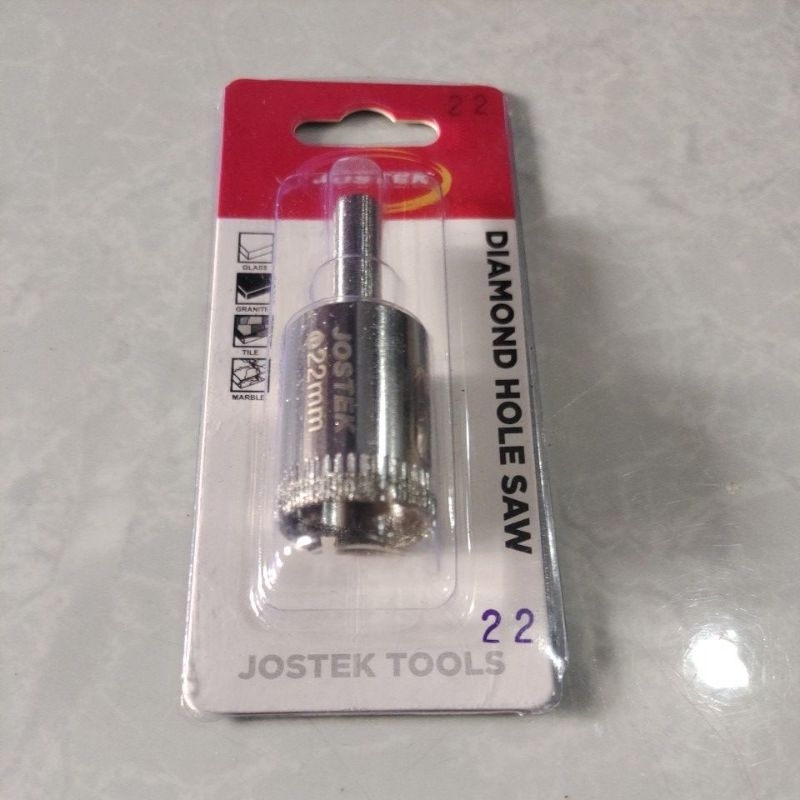 JOSTEK MATA BOR KACA 22MM / JOSTEK Hole Saw Kaca 22mm / diamond hole Saw 22mm