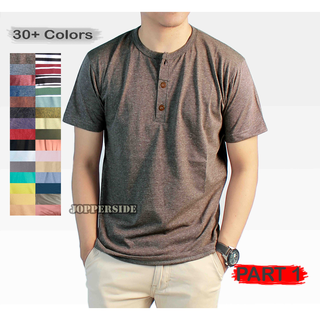 [ COD PABRIK ] Jopperside baju kaos polos kancing henley katun combed premium pria tb2