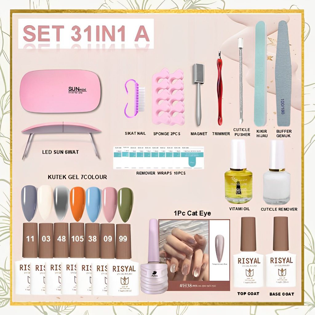 [ COD ]  SET NAIL ART LENGKAP 31IN1-60IN1/SET KUTEK GEL NAIL POLISH UV/UNTUK NAIL ART PEMULA