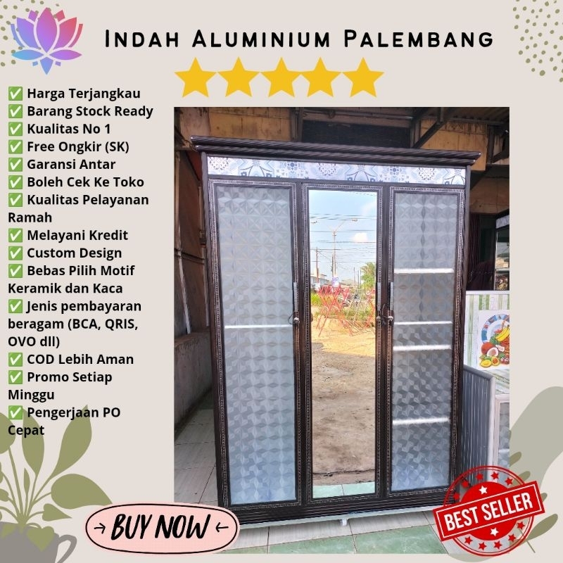 LEMARI PAKAIAN 3 PINTU FULL ALUMINIUM MURAH PALEMBANG