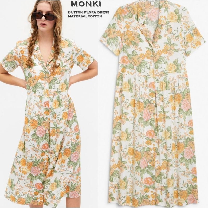 MNK button midi dress/baca noted!! bahanna beda