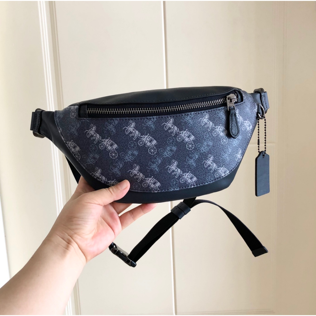 mini  Coach Original 376 New Unisex Chest Bag Chest Bag Cowhide Panel Horse Pulling Cart Pattern  yaobao
