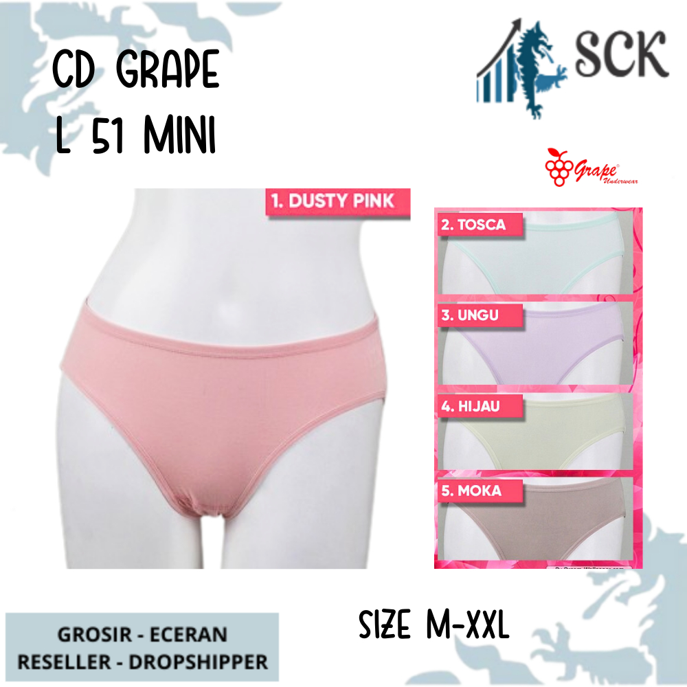 [ISI 3] Celana Dalam GRAPE 51 MIDI Halus / CD Ukuran M-XXL Bahan Katun / Pakaian Dalam Wanita