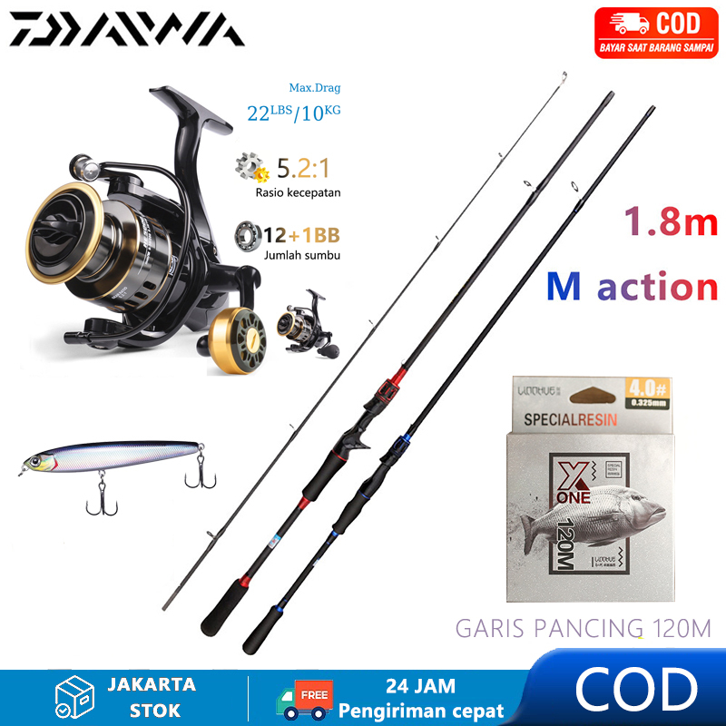 DAIWA Pancing Reel Set Kekili Memancing Logam Penuh 12 + 1BB Mancing Reel Berputar 5.2:1 Untuk Panci