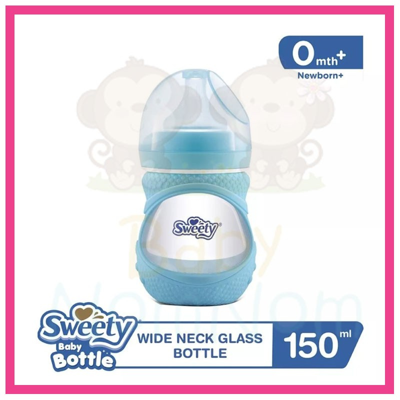 Sweety Baby Bottle Wide Neck Glass Bottle 150ml Botol Susu Kaca Dot