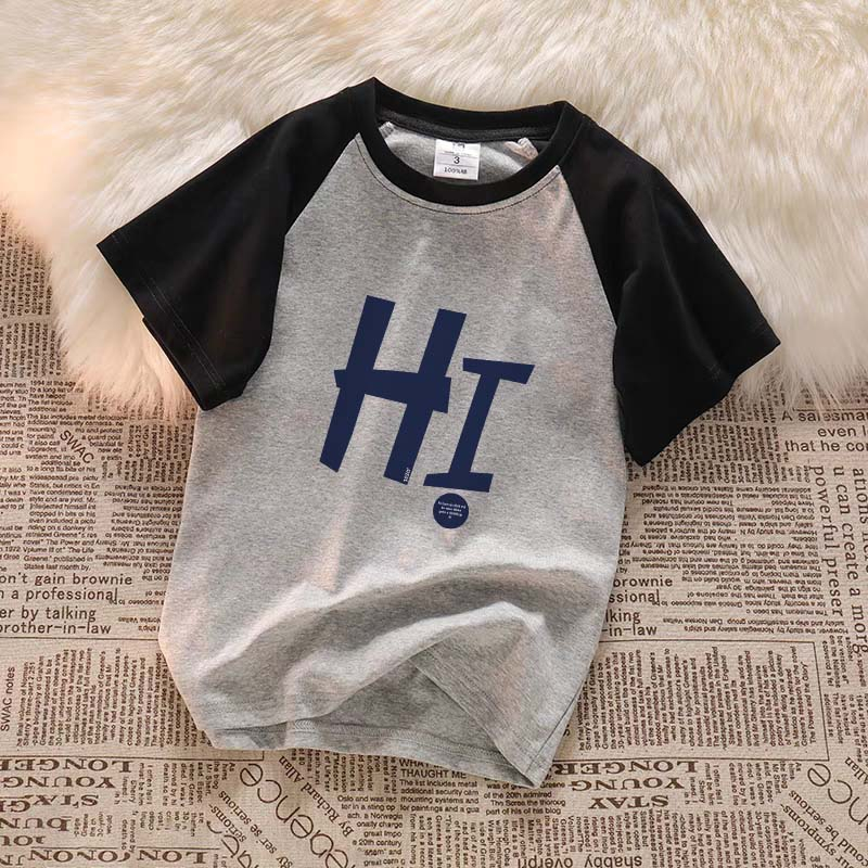 Kaos Baju Raglan Wanita Letters HI Kaos korean style Wanita Baju Atasan Wanita Baju Oversize Ootd