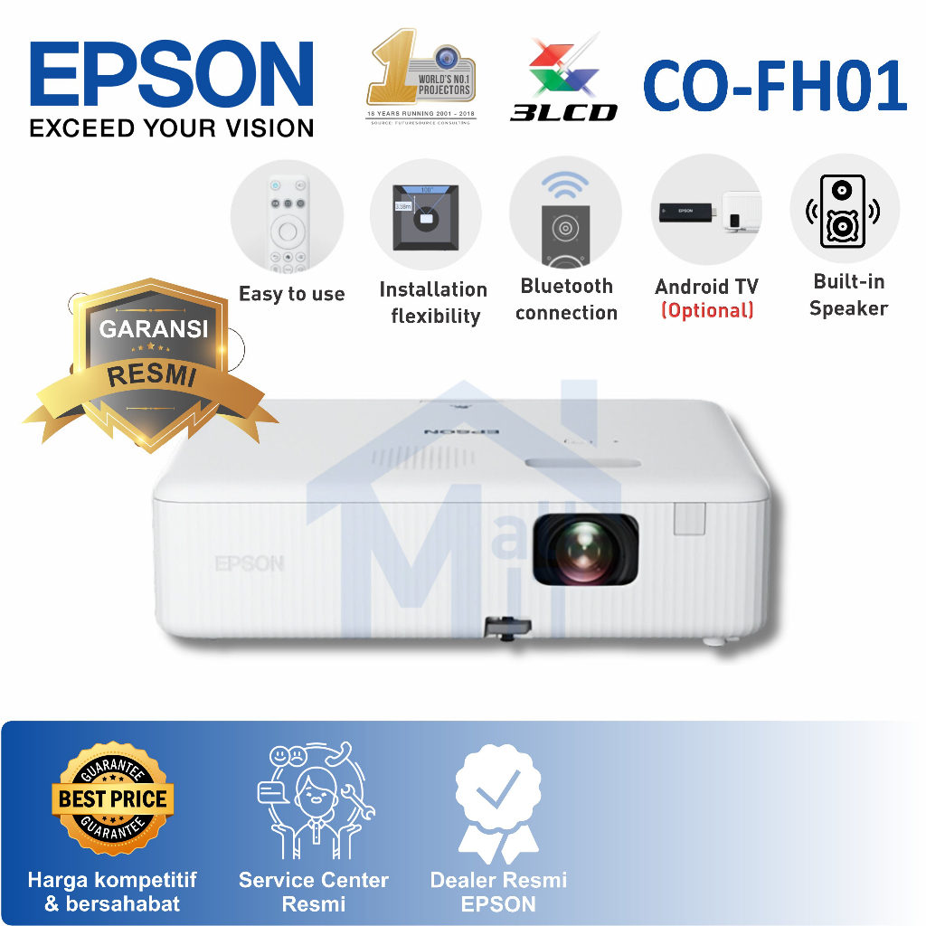 Proyektor EPSON CO FH01 CO-FH01 COFH01 FULL HD 1080p Home Theater