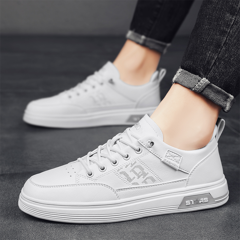 ORIGINAL Highland Sepatu Pria Putih Polos Sneakers Sepatu Casual Kulit Olahraga Outdoor Sepatu Cowok