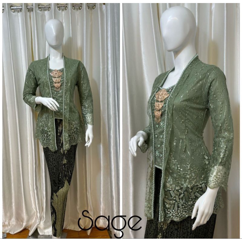 Realpict kebaya kutubaru brokat Payet modern//kebaya kekinian//kebaya kutubaru lengan 7/8