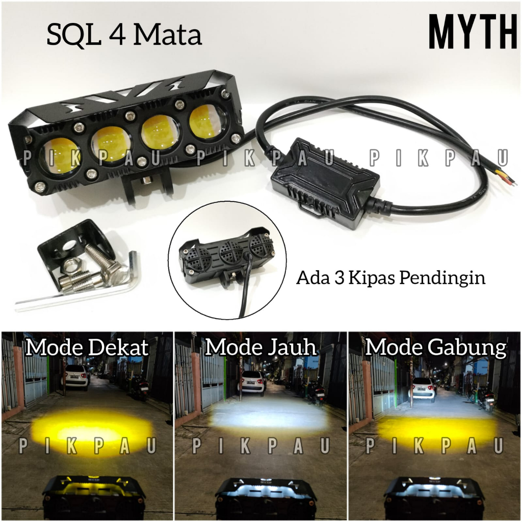 LAMPU TEMBAK SQL 4Mata LED Transformer Dengan 3 Kipas Sudah Waterproof Super Terang