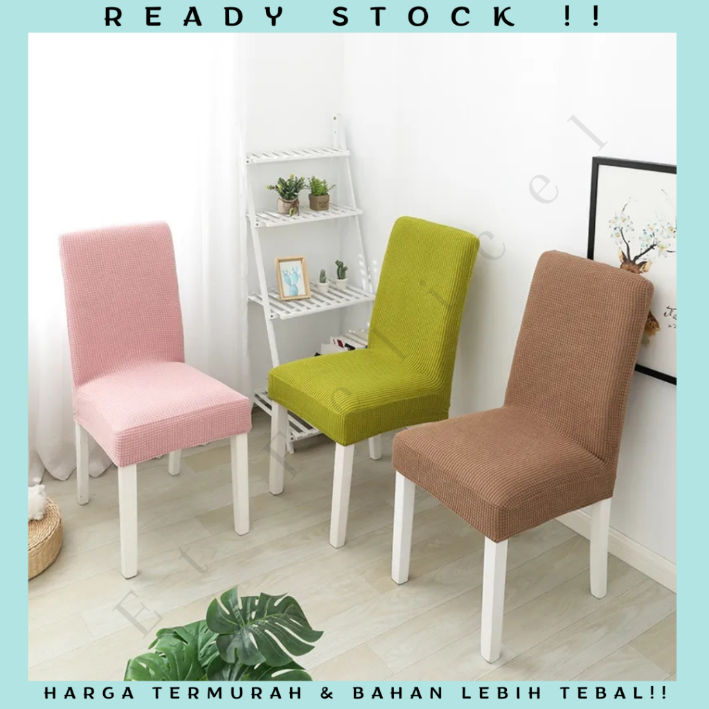 Elastic Chair Cover Corn Grid / Penutup Sarung Kursi Makan Bangku Elastis Scretch