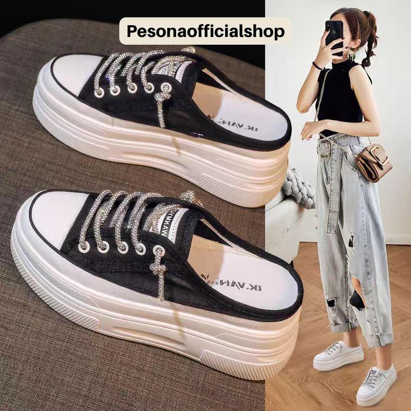 COD POS 786 Sepatu Sneakers Selop Wanita Premium