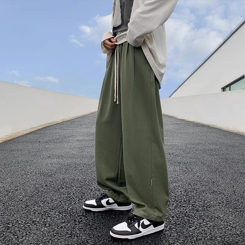 Celana panjang pria korean style celana cargo panjang ArmyGreen loose straight pants Celana panjang cowok Celana santai oversize Celana boyfriend jogger Celana highwaist karet 2023