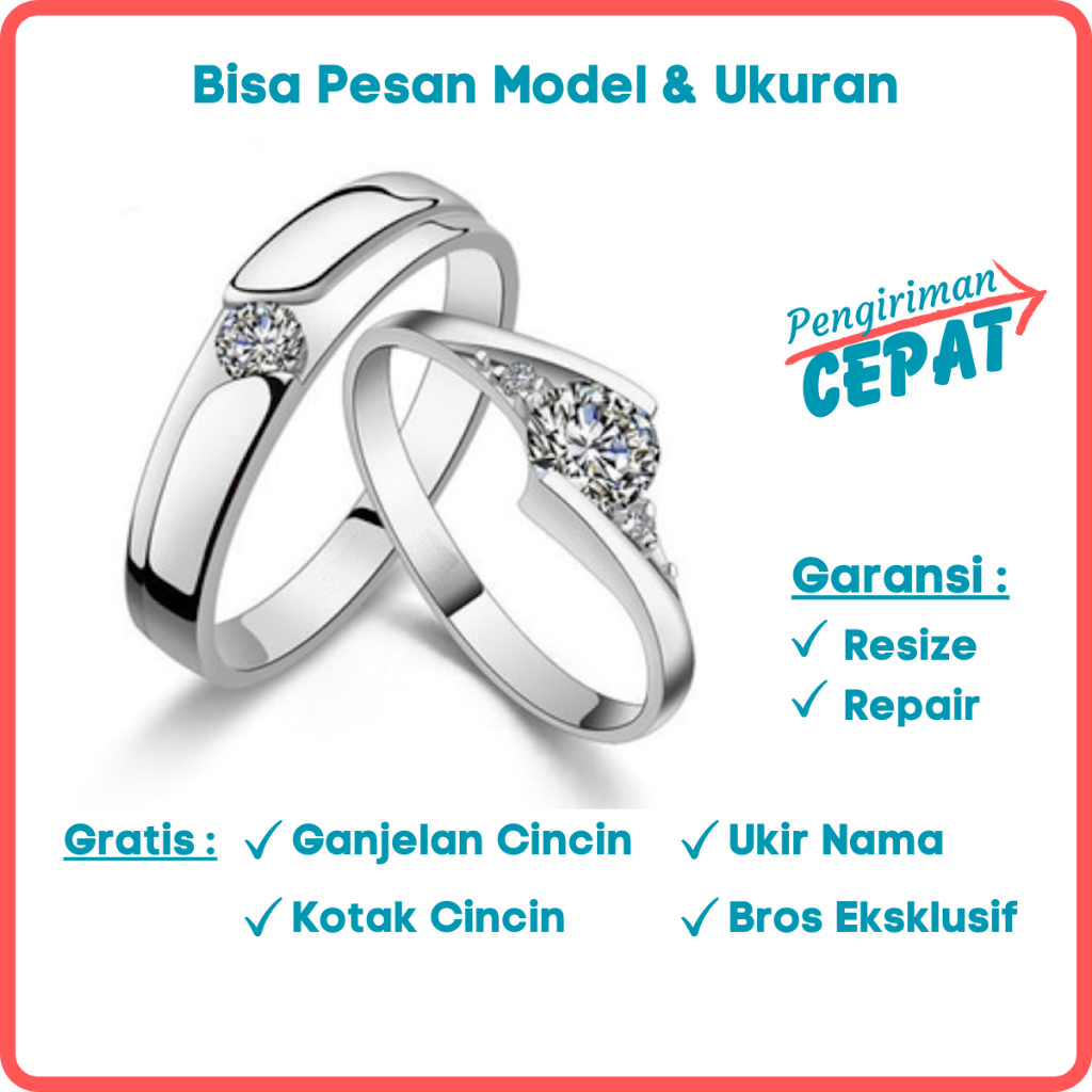 Gratis Ukir Nama Garansi Emas Putih Palladium Asli Bisa Pesan Model Cincin Kawin Couple Nikah Id191