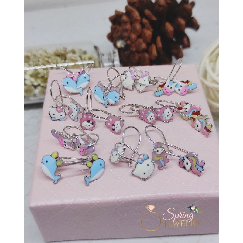 Anting Perak Anak Kait Little Pony Unicorn Silver 925 Asli Lapis Emas Putih