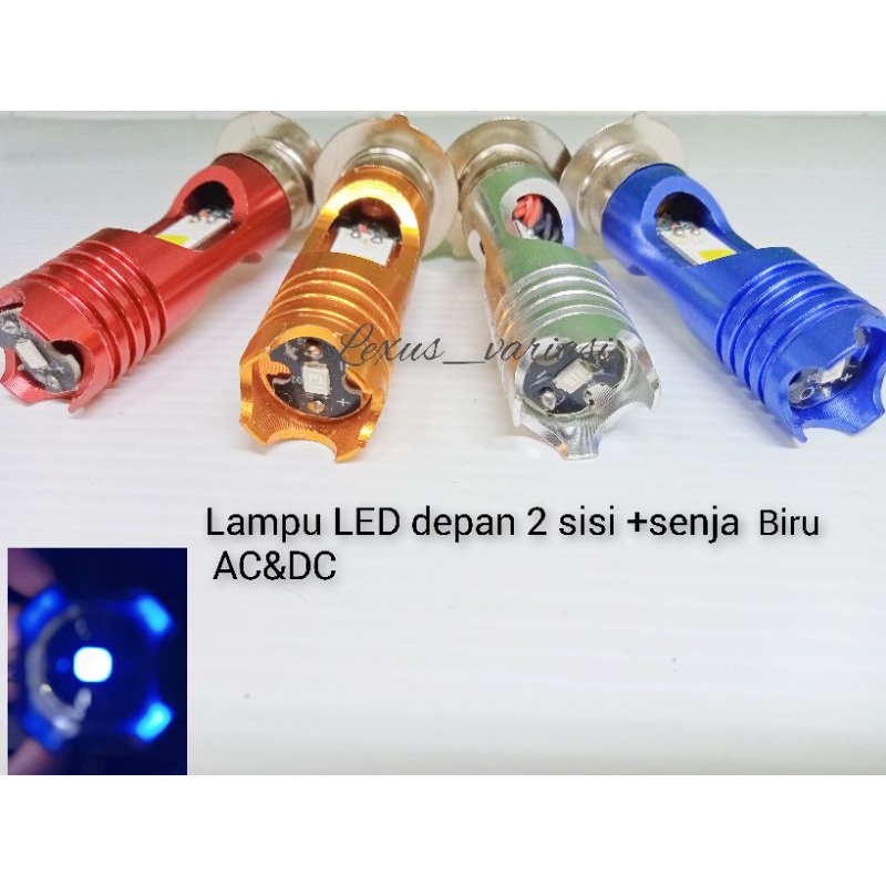 Lampu LED depan utama H6 2 sisi+senja biru AC&amp;DC universal