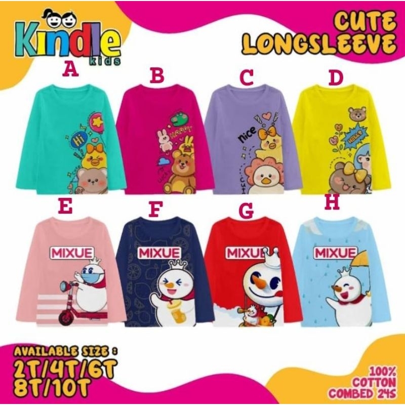 Kaos Mixue Anak Lengan Panjang 2-10 Tahun by Kindle Kids/ Kaos Anak Mixue/ Long sleeve Anak Mixue/ K