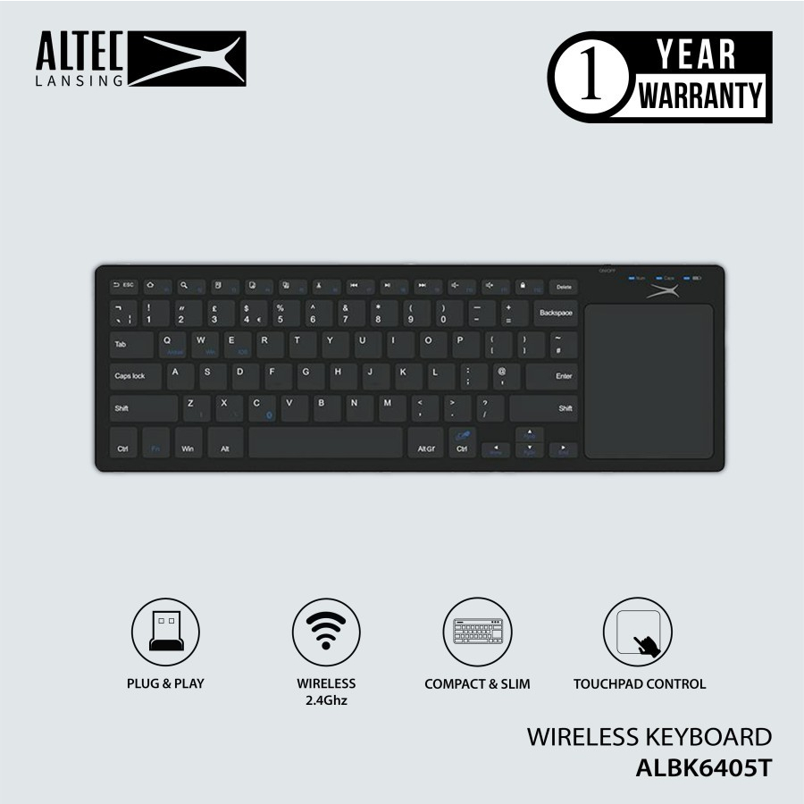 Altec Lansing ALBK6405T Keyboard Wireless Slim with Touchpad