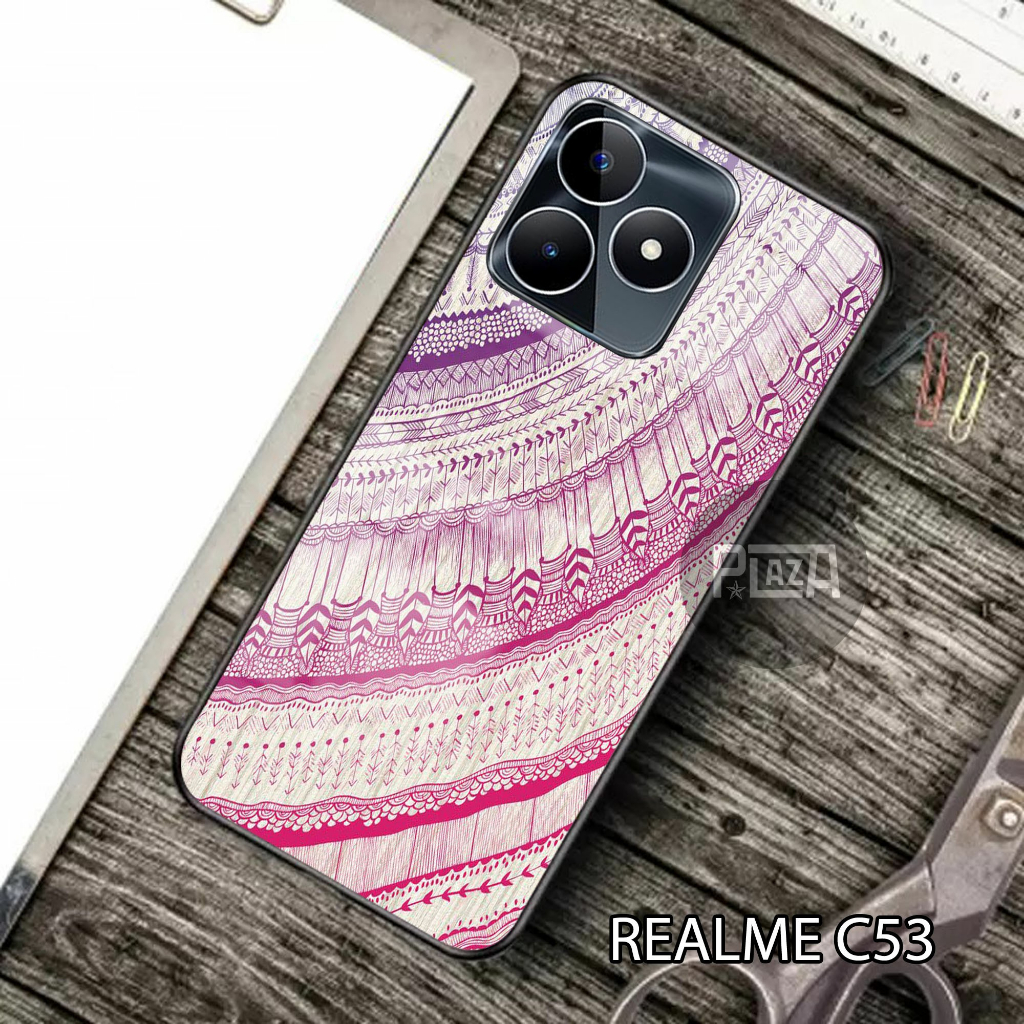 [K55] Tribal Softcase Glass Kaca for All Type Realme C53 case terbaru pelindung handphone