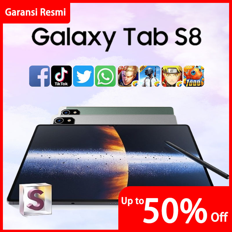 Tablet PC Asli Galaxy Tab S8 Baru 12GB + 512GB Tablet Android 10 Inci Layar Full Screen Layar Besar 