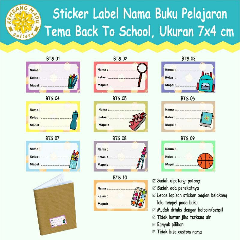 

Sticker Label Nama Buku Pelajaran Tema Back To School