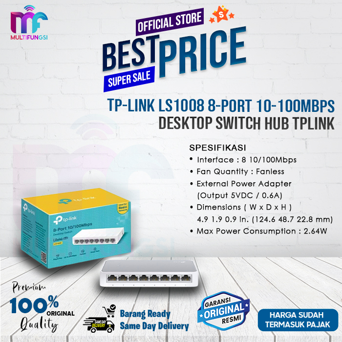 TP-LINK LS1008 8-Port 10-100Mbps Desktop Switch Hub TPLINK