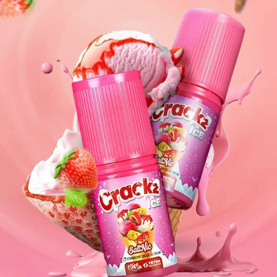 CRACKZ ICE SALTNIC STRAWBERRY CHEESE ICE CREAM 25MG 30ML by TETRA