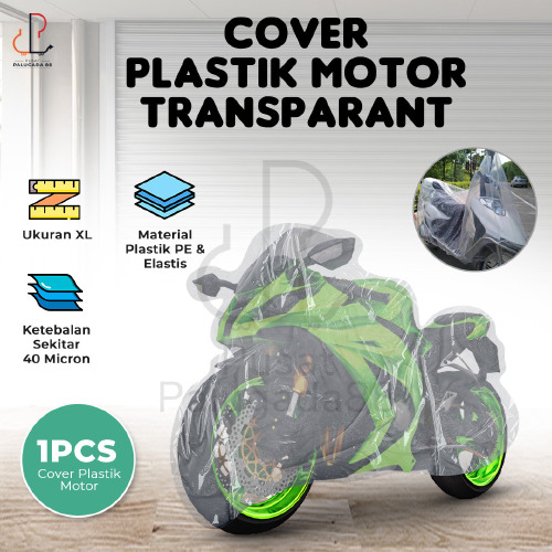 Cover Sarung Motor Plastik Transparant Waterproof Anti Debu Universal Transparan Bening Clear Plastic Motorcycle Anti Air