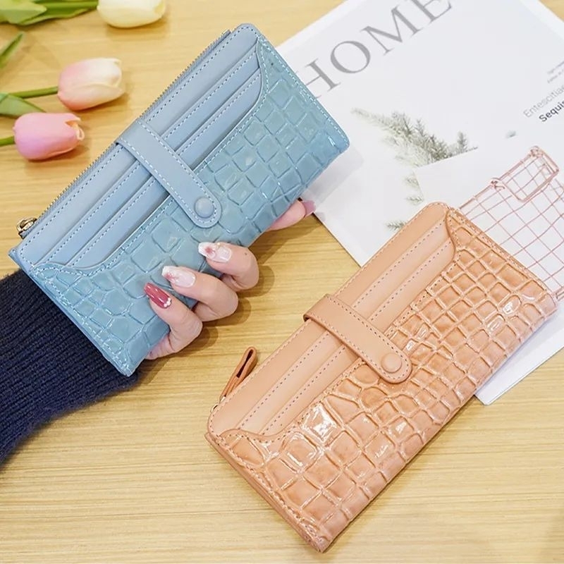 3071 𝙉𝙞𝙘𝙤𝙡𝙚 𝙒𝙖𝙡𝙡𝙚𝙩 Dompet Panjang Wanita Motif Croco IMPORT