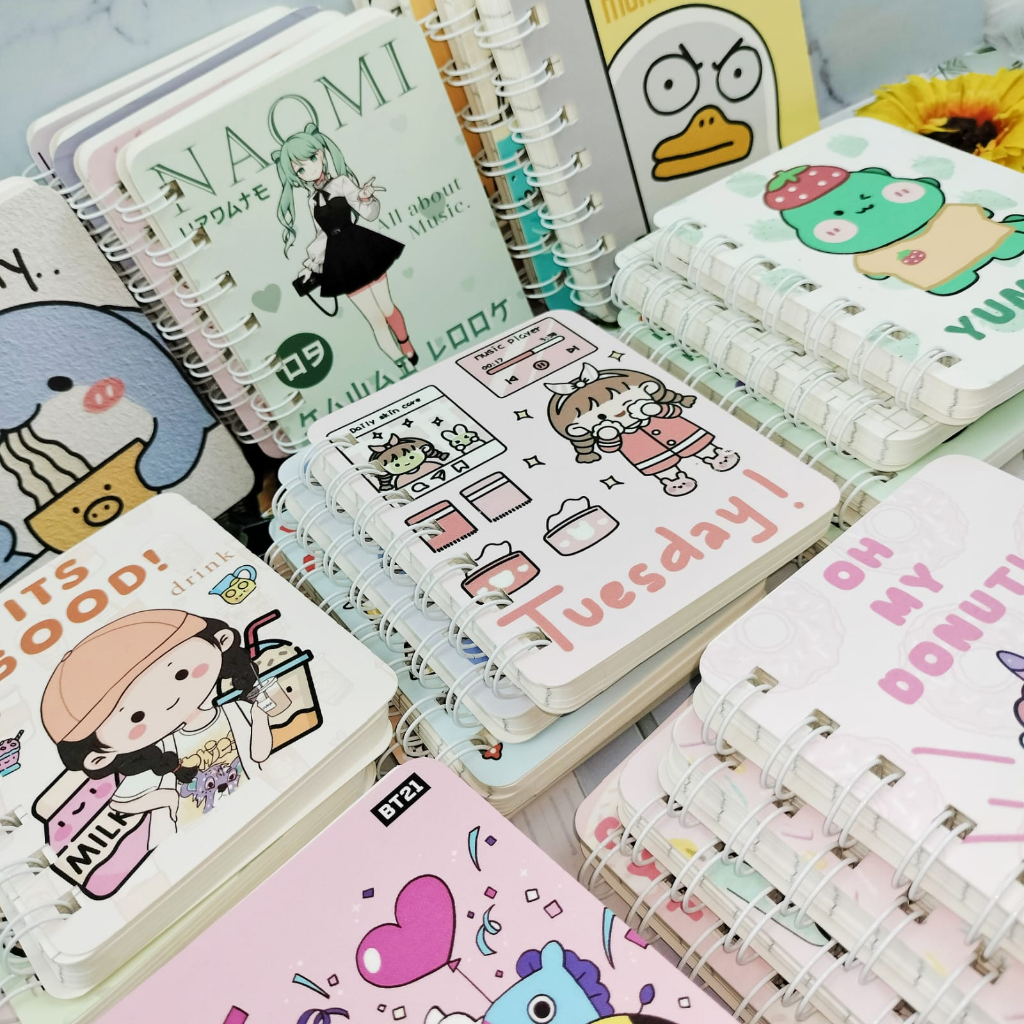 Notebook Buku Diary Spiral Karakter Lucu Unik ukuran A7 isi 80 Halaman / Buku Tulis Spiral Kertas Bergaris Ready banyak pilihan Motif Alat Tulis Sekolah Anak Terlengkap Kualitas Terbaik bisa COD