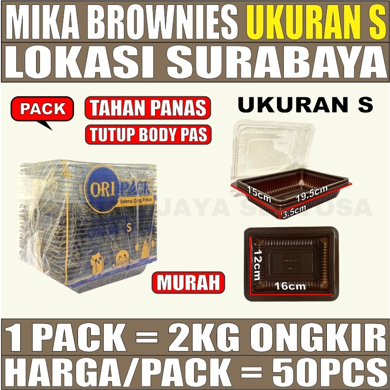 Mika Kue Brownies S Kecil 50pcs Coklat Tray Box Cokelat Cake Brownis Kotak Bronis Murah Bolu Coklat Surabaya