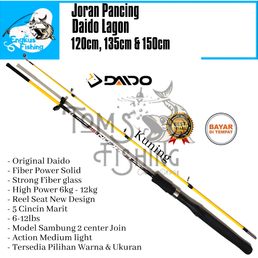 Joran Pancing Daido Lagon 120cm - 150cm (6-12lbs) Fiber Solid High 12kg Murah - Engkus Fishing