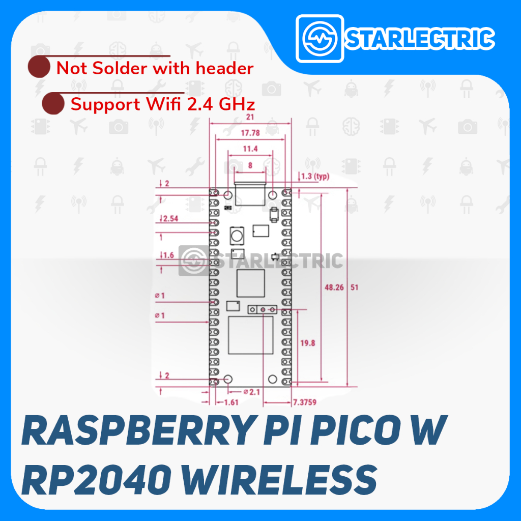 Raspberry Pi Pico W RP2040 WIFI Wireless MicroPython Pico-W Non Solder