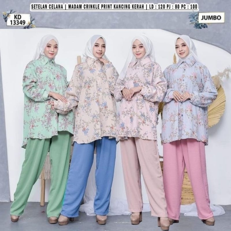 SETELAN CELANA LONG TUNIK JUMBO LD 120 SET BAJU MUSLIM KULOT WANITA SETCEL BUSUI TALI