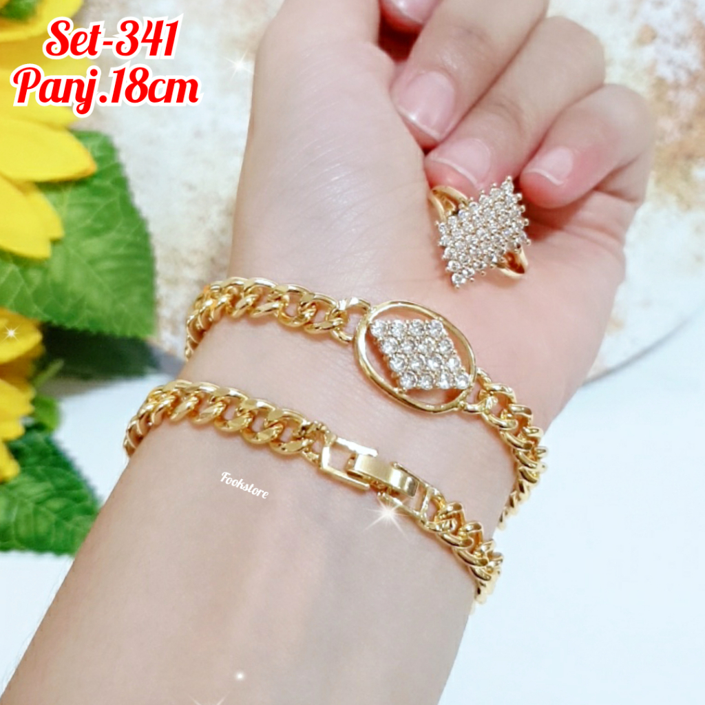 SET PERHIASAN DEWASA GELANG CINCIN 2 IN 1/SET-106/SET-107