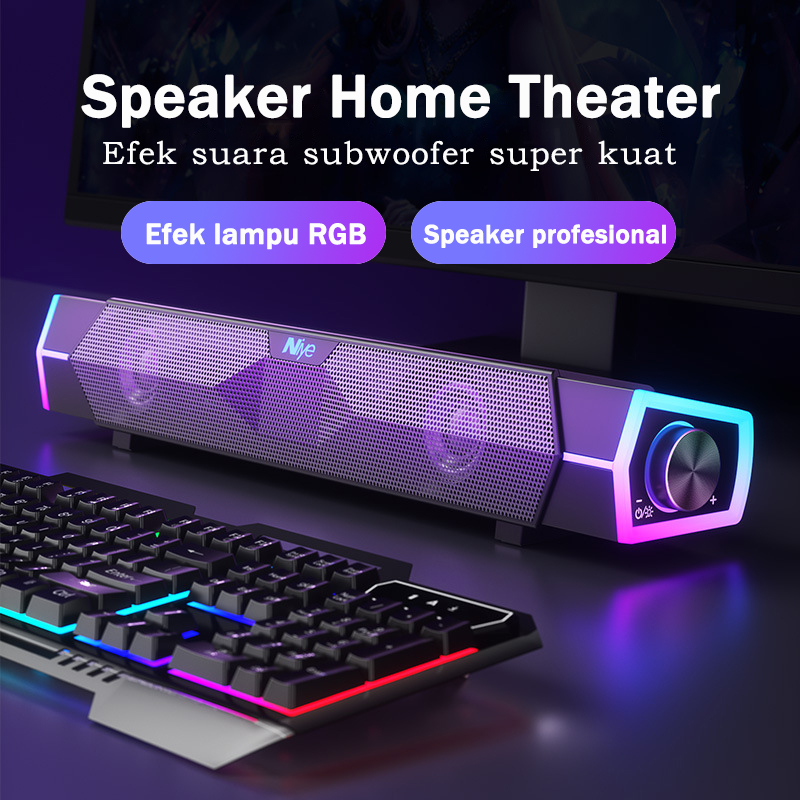 Speaker Stereo Bluetooth 100% Surround Bass Multimedia Komputer/Laptop RGB Audio subwoofer