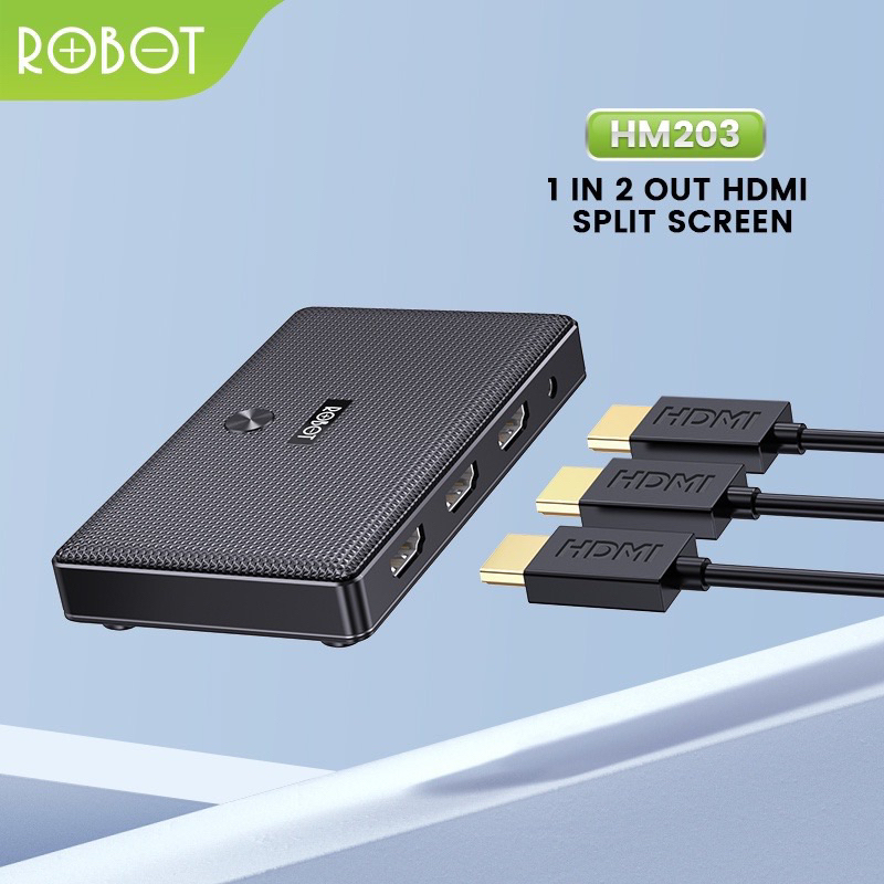 ROBOT HM203 HDMI  Splitter 1 in 2 out Bi-Direction 4k Black Original - Garansi 1 Tahun