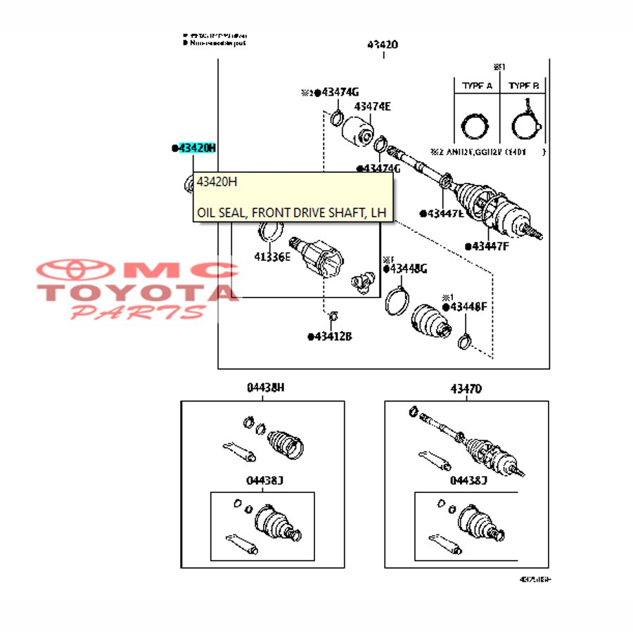 Seal Transmisi Roda Perseneling Depan Kiri Toyota Alphard Altis 90311-50050