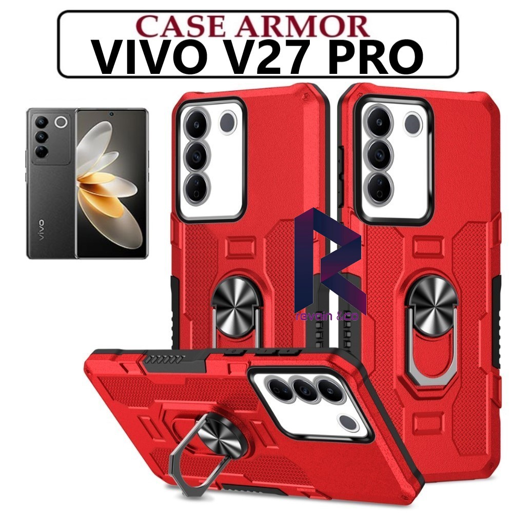 Case Armor VIVO V27 PRO Iring Cincin Magnetic Kesing Hp Protect kamera Premium Hard Case Standing Robot Pelindung Kamera