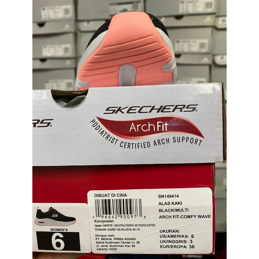 Skechers Arch Fit Comfy Wave Black Multi 149414/BKMT Women's Shoes Original