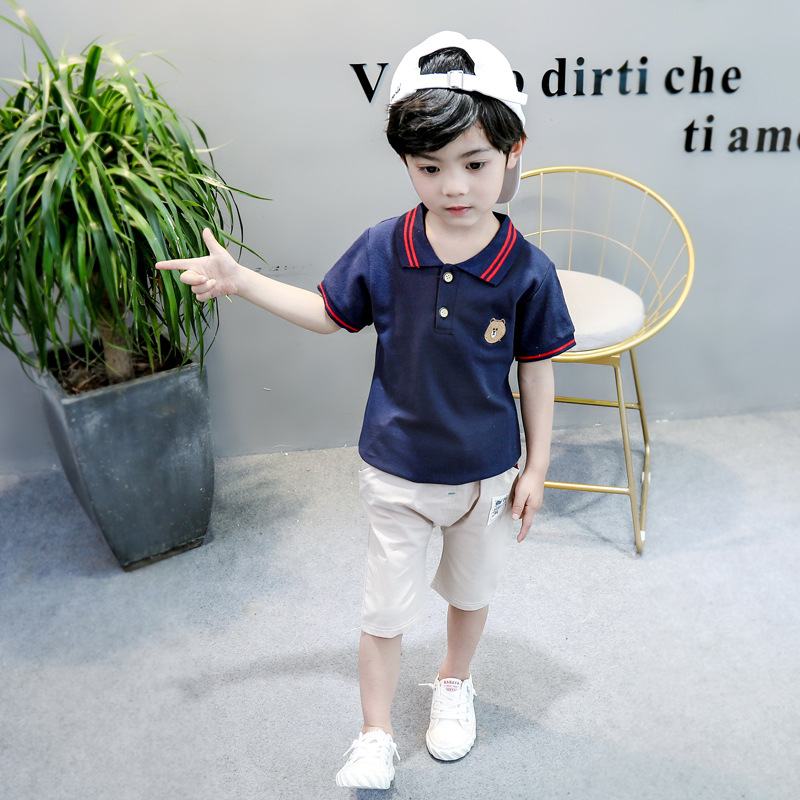 ByKiddos - Setelan Baju dan Celana Anak Motif Biru Tua dan Merah POLO  / Kaos Anak Premium / Kaos Anak Impor / Kaos dan Celana Import Premium