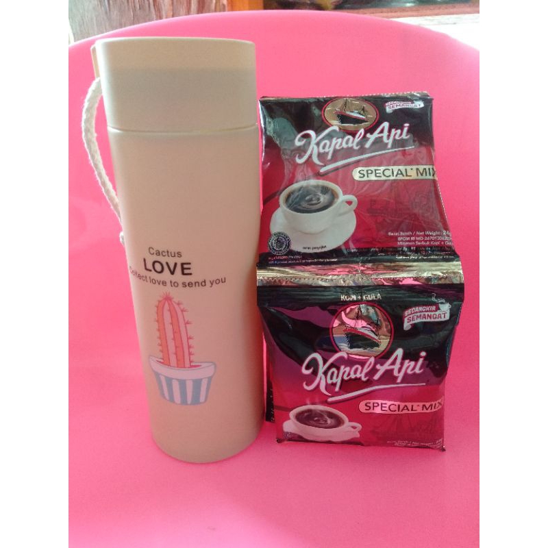 

kopi kapal api spesial mix 10 pcs + tumbler kaca. kopi free tumbler