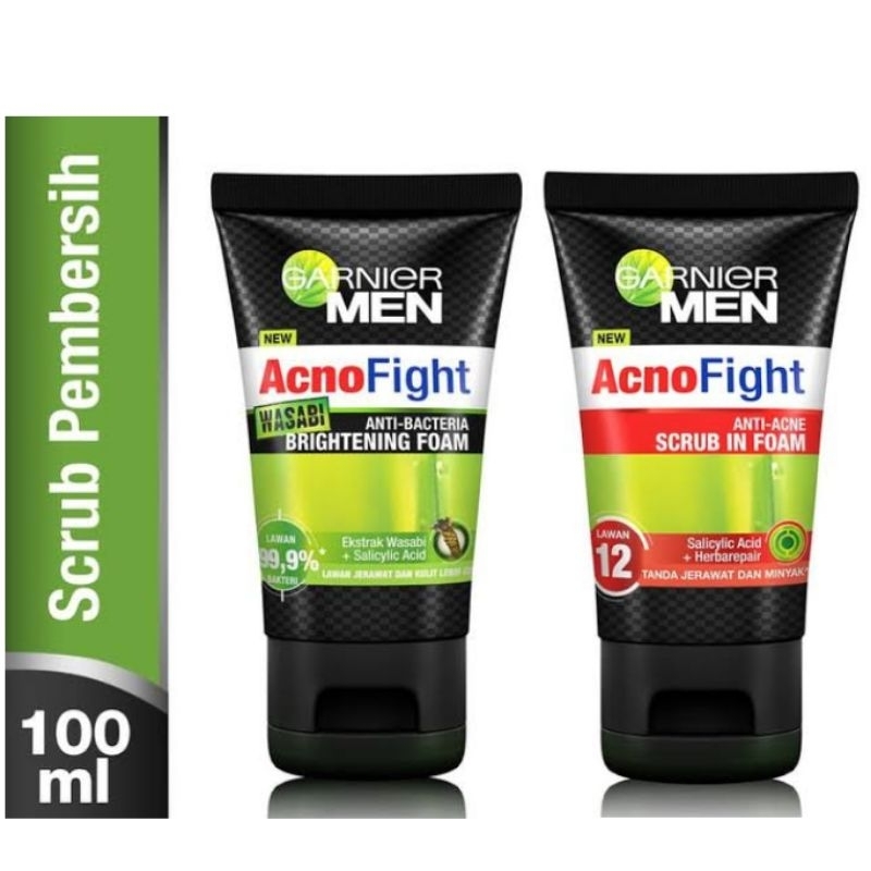 Garnier Men Facial Foam 100mL / TurboLight Oil Control 50mL / Macha Foaming Gel /  Acno Fight Scrub Facial Foam [10mL]